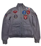 Women’s Top Gun Grey Sweater Flight Bomber Jacket