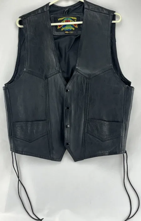 Airbrush Shelby Cobra Black Leather Vest.