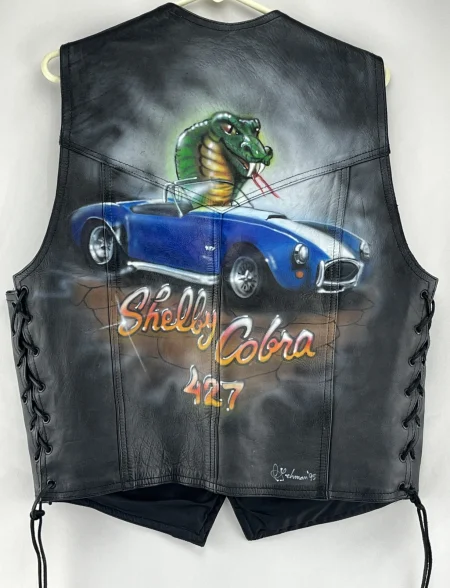 Airbrush Shelby Cobra Black Leather Vest