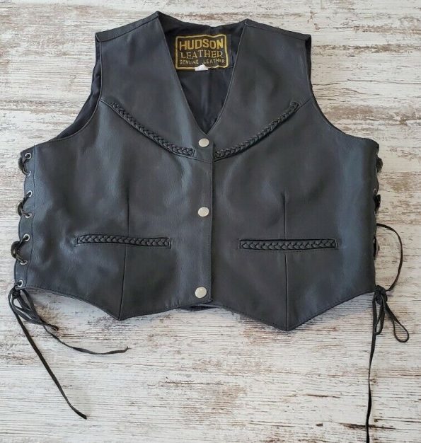 America Eagle Women's Black Leather Motorcycle Vest.