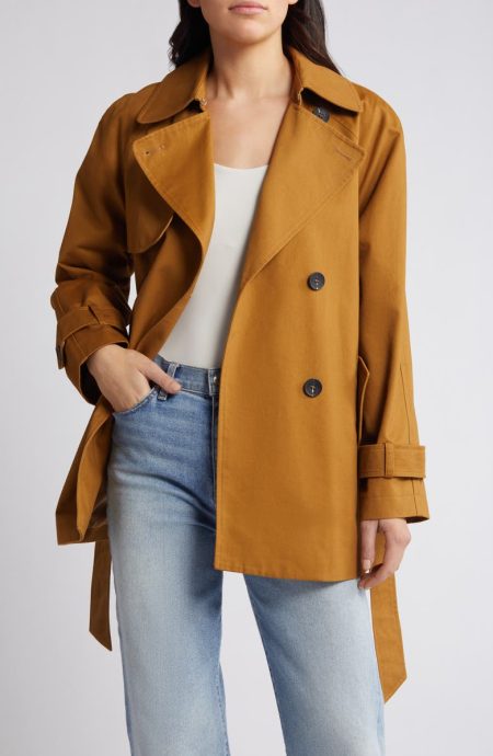 Avec Les Filles Relaxed Belted Twill Trench Coat