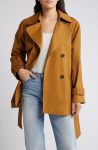 Avec Les Filles Relaxed Belted Twill Trench Coat