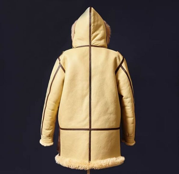 B-7 Sheepskin Leather Hooded Bomber Jacket.