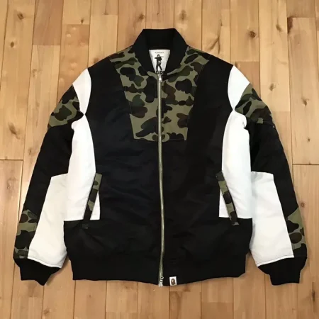 Bape Logo 1st Camo Green A Bathing Ape Ma-1 Bomber Jacket