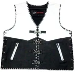 Buckle Riding Braided White Leather Biker Vest