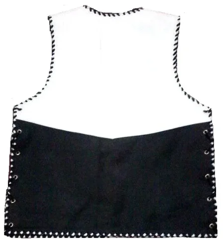 Buckle Riding Braided White Leather Biker Vest.