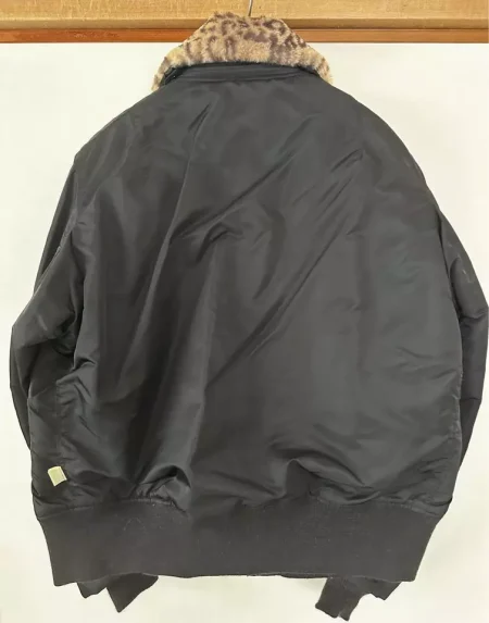 Buzz Rickson's B-15 Leopard Fur Black Flight Jacket.