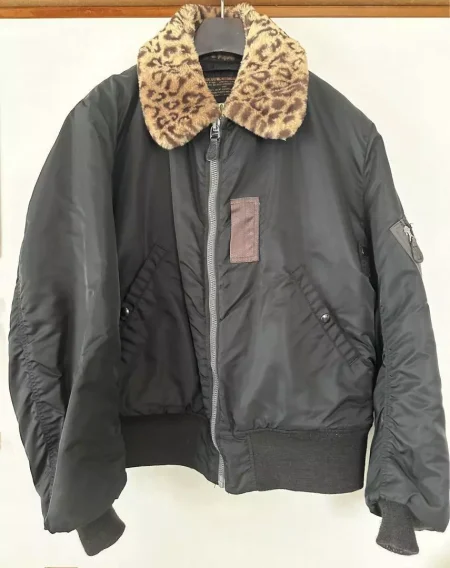 Buzz Rickson's B-15 Leopard Fur Black Flight Jacket