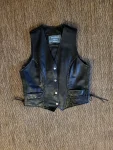 Forgotten Eagles Rider Black Leather Sleeveless Motorcycle Vest