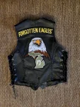 Forgotten Eagles Rider Black Leather Sleeveless Motorcycle Vest