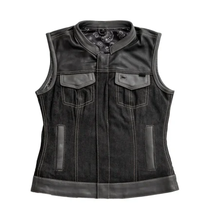 Guardian Women's Club Style Leather Denim Vest