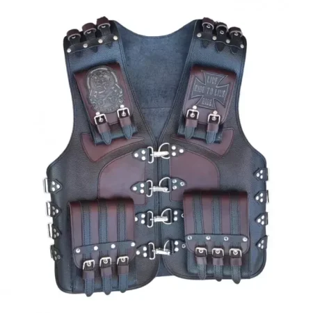 Handmade Motorcycle Brown Leather Vest