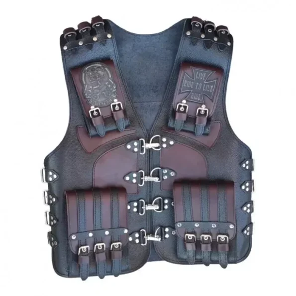 Handmade Motorcycle Brown Leather Vest