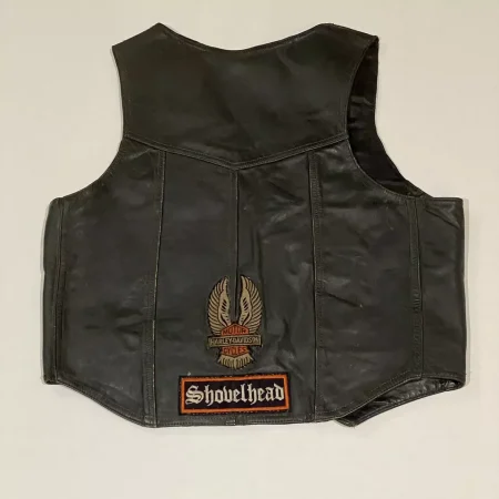 Harley Davidson Men's Biker Motorcycle Black Leather Vest.