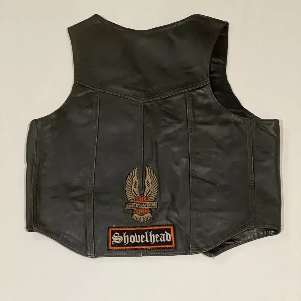 Harley Davidson Men's Biker Motorcycle Black Leather Vest.