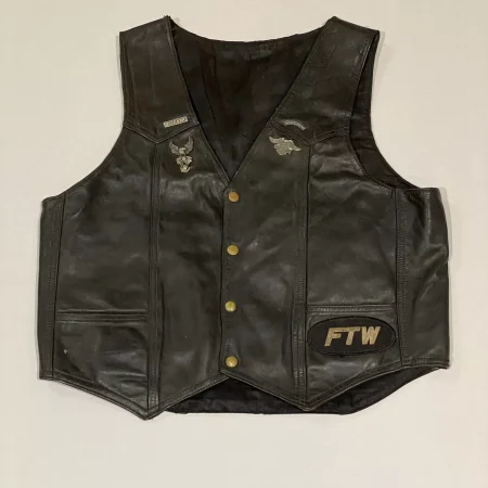 Harley Davidson Men's Biker Motorcycle Black Leather Vest