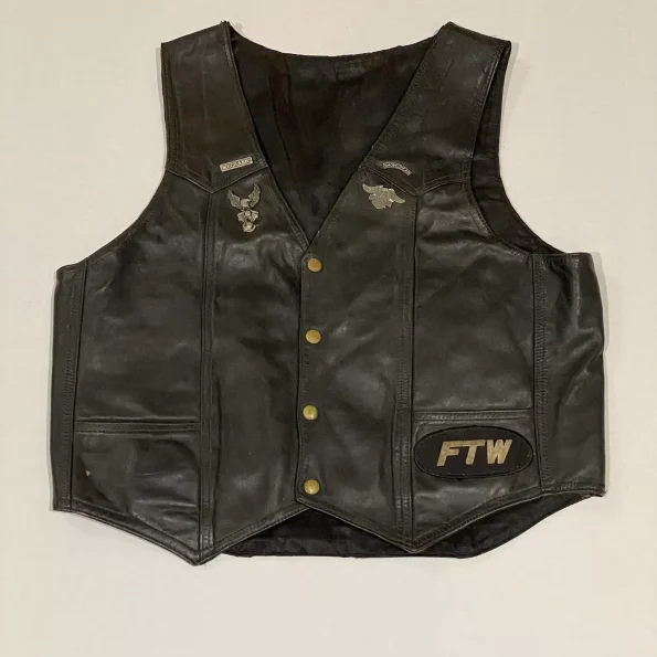 Harley Davidson Men's Biker Motorcycle Black Leather Vest