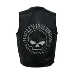 Harley Davidson Men's Reflective Skull Real Leather Black Motorcycle Vest