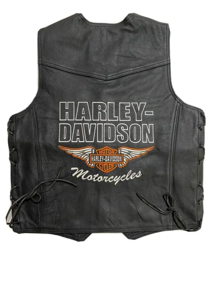 Harley-davidson Men's Biker Cafe Racer Cowhide Leather Vest.