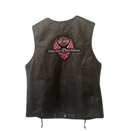 Harley-davidson Patch Black And Purple Leather Vest