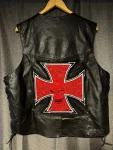 Hot Leathers Black Genuine Leather Biker Vest
