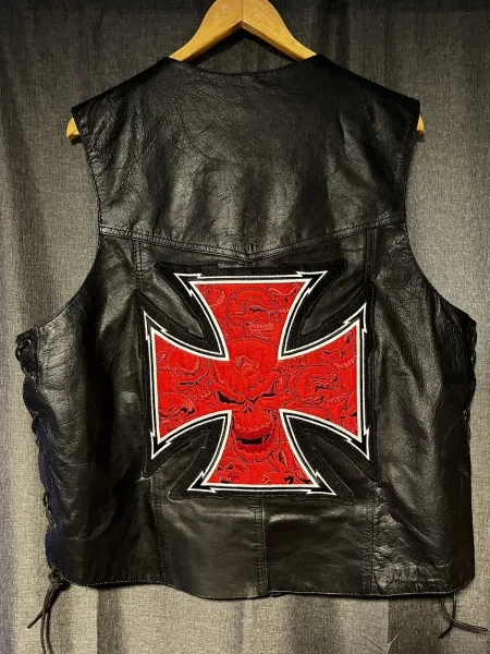Hot Leathers Black Genuine Leather Biker Vest