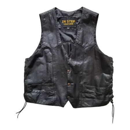 In Step Leather Motorcycle Embroidered Buffalo - Usa & Mexican Flags Vest.