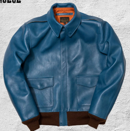 Indigo Type A-2 Blue Leather Flight Jacket