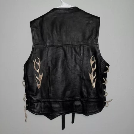 Jamin Black Leather Biker Vest.