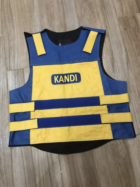Kandi Blue And Yellow Leather Motorcycle Vest