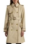 Lauren Ralph Lauren Belted Water Resistant Double Breasted Sand Trench Coat