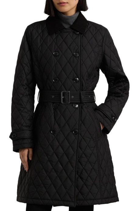 Lauren Ralph Lauren Black Quilted Trench Coat