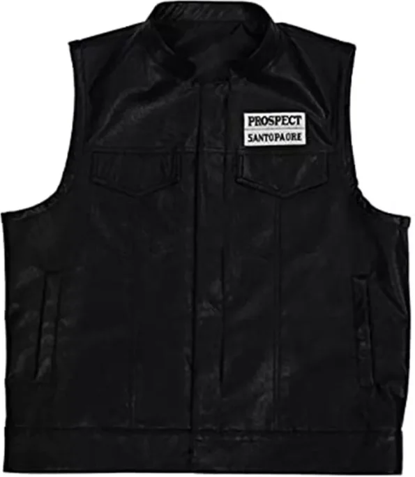 Mayans Mc Men's Black Biker Leather Vest.