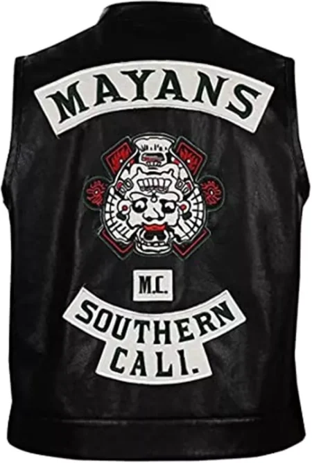 Mayans Mc Men's Black Biker Leather Vest