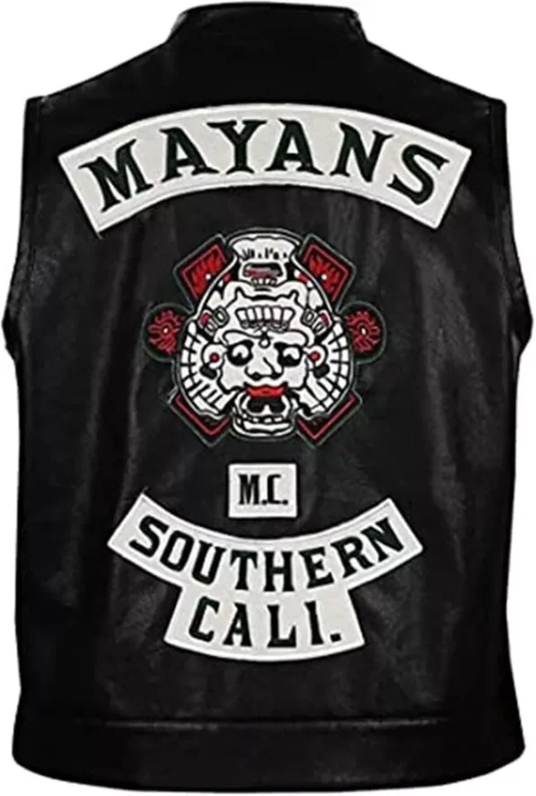 Mayans Mc Men's Black Biker Leather Vest