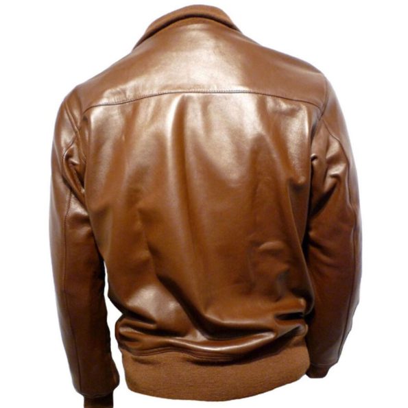 Men Flight A-1 Style Brown Bomber Leather Jacket.