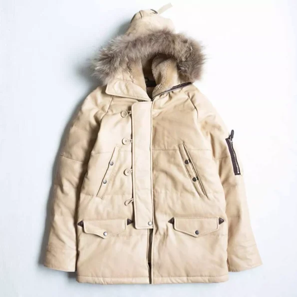 Men's Avirex Leather N3-b Flight Down Jacket