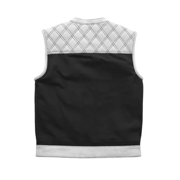 Mens Biker Leather Hunt Club Leather Builder Diamond Quilted Vest.