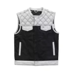 Mens Biker Leather Hunt Club Leather Builder Diamond Quilted Vest