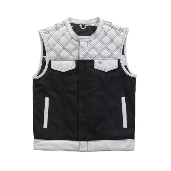 Mens Biker Leather Hunt Club Leather Builder Diamond Quilted Vest