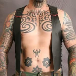 Men’s Real Leather Quilted Trims Bar Bartender Vest
