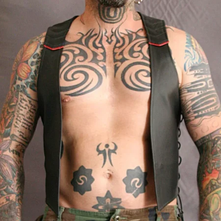 Men's Real Leather Quilted Trims Bar Bartender Vest.
