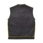 Men’s Yellow & Black Checker Inner Motorbike Leather Vest