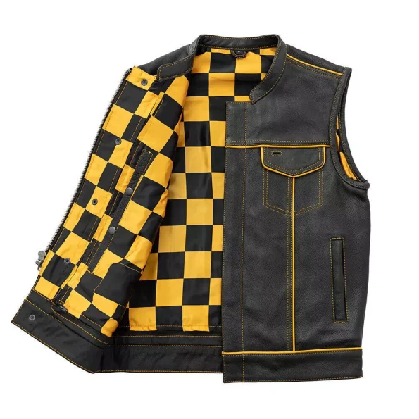 Men's Yellow & Black Checker Inner Motorbike Vest
