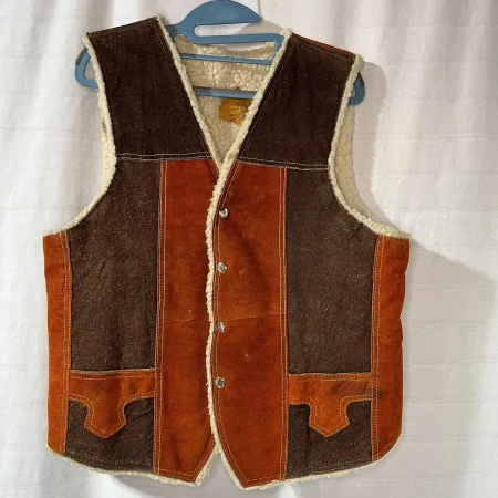 Mexico Rancher Vintage Genuine Leather Sherpa Pile Vest