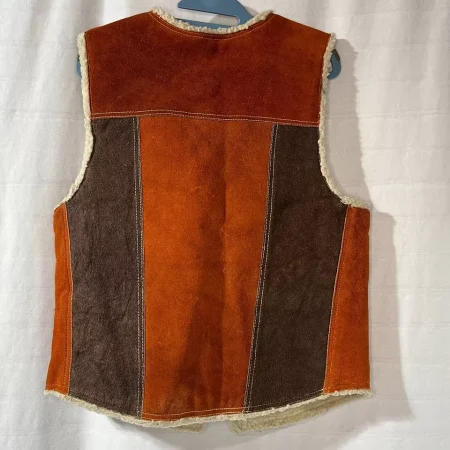 Mexico Rancher Vintage Genuine Leather Sherpa Pile Vest.