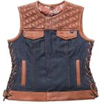 NEW MFG First Womans Blue Label Club Style Leather Vest