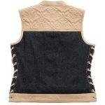NEW MFG First Women’s Light Tan Leather & Denim Vest