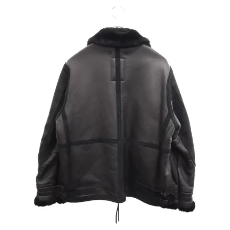 Neighborhood B-3 Black Shearling Bomber Flight Jacket.