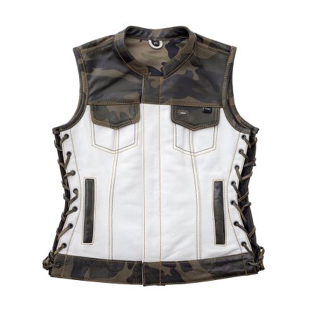 Scout White And Black Leather Vest